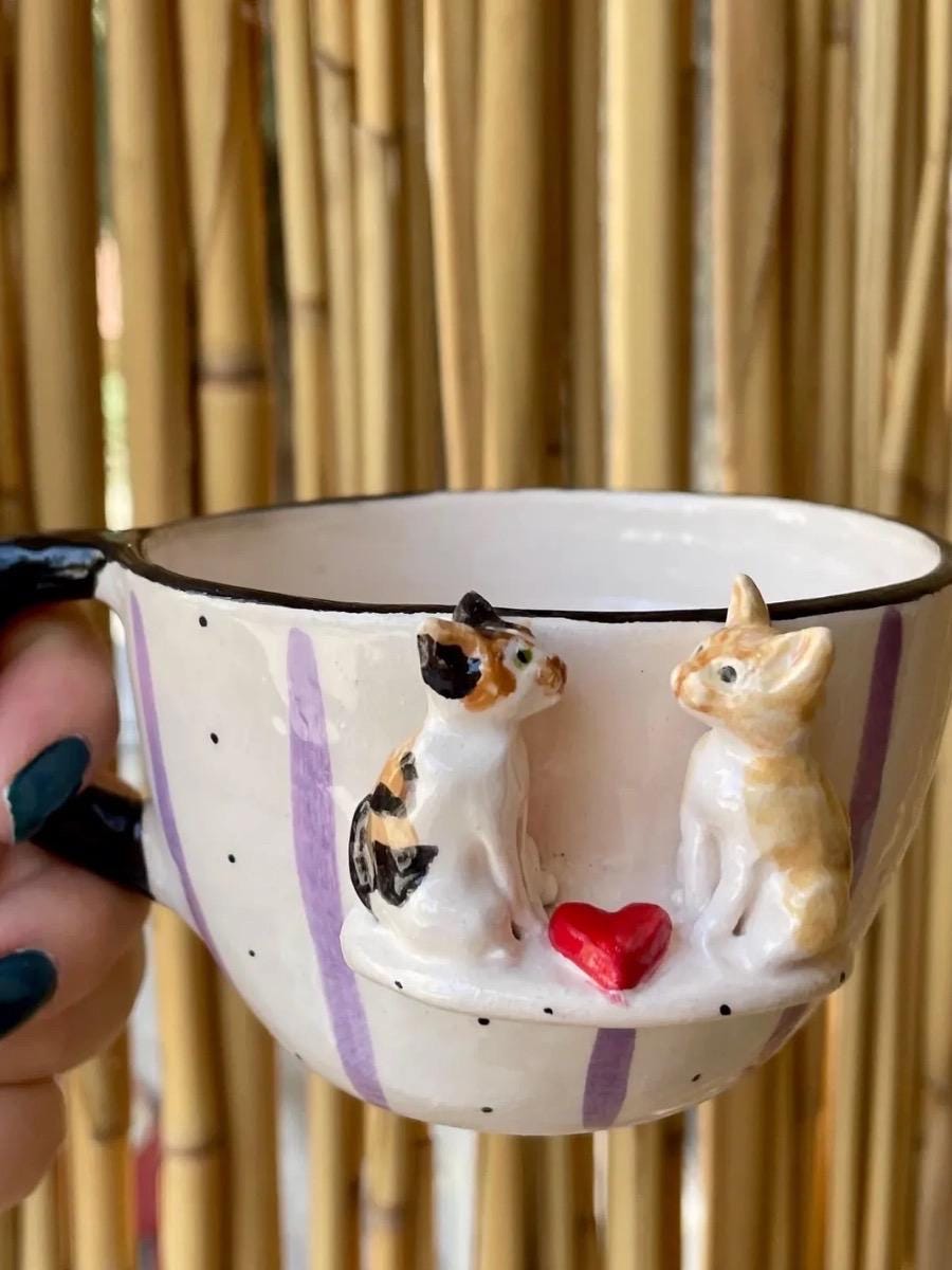 Custom Pet Portrait Mug  Handmade 3D Dog or Cat Ceramic Cup