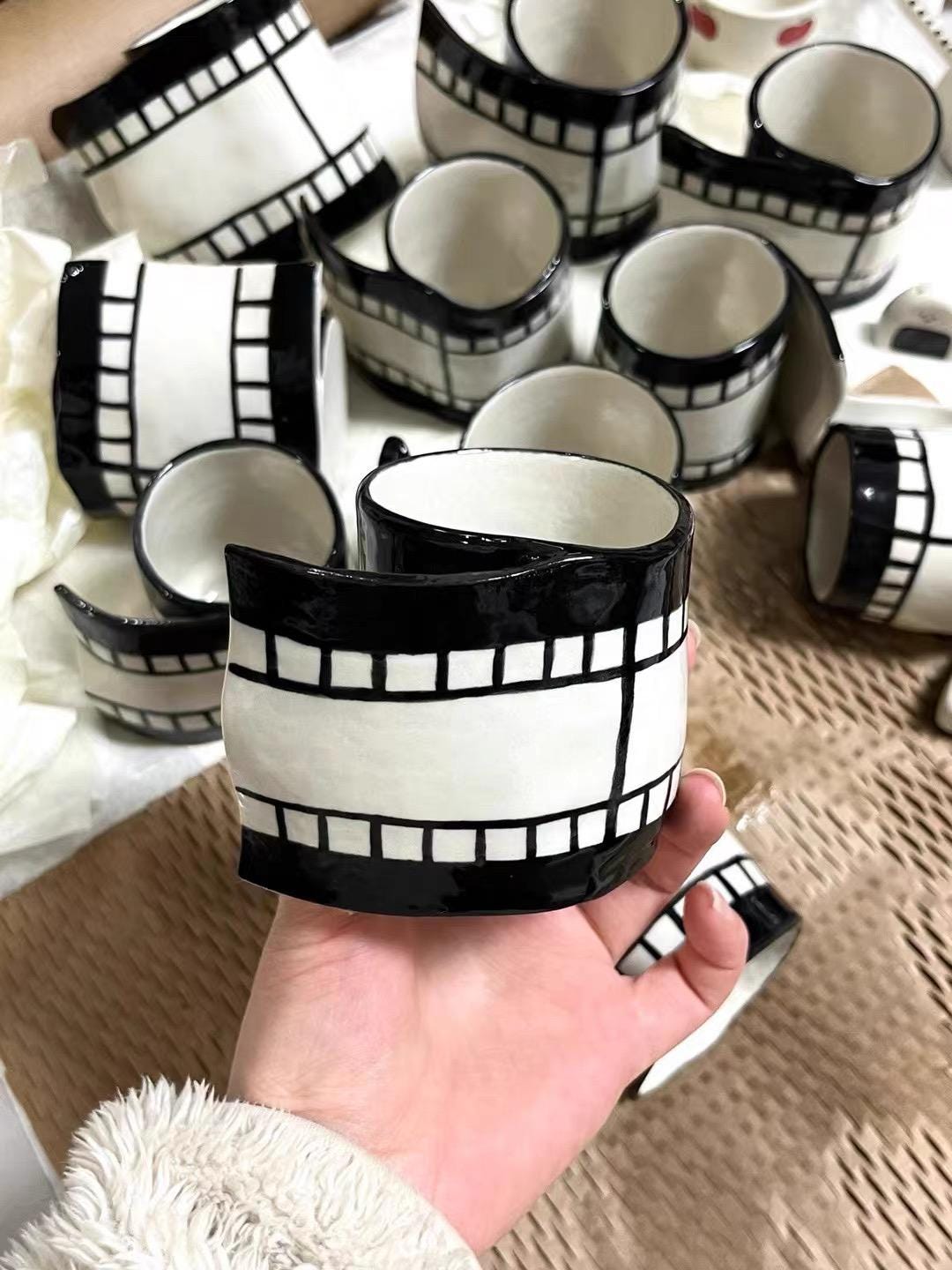 Film Strip Ceramic Mug: Retro Movie Reel Coffee Cup