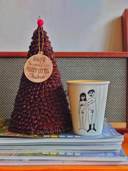 Hand-Illustrated Ceramic Art Mug  Minimalist Couple Design