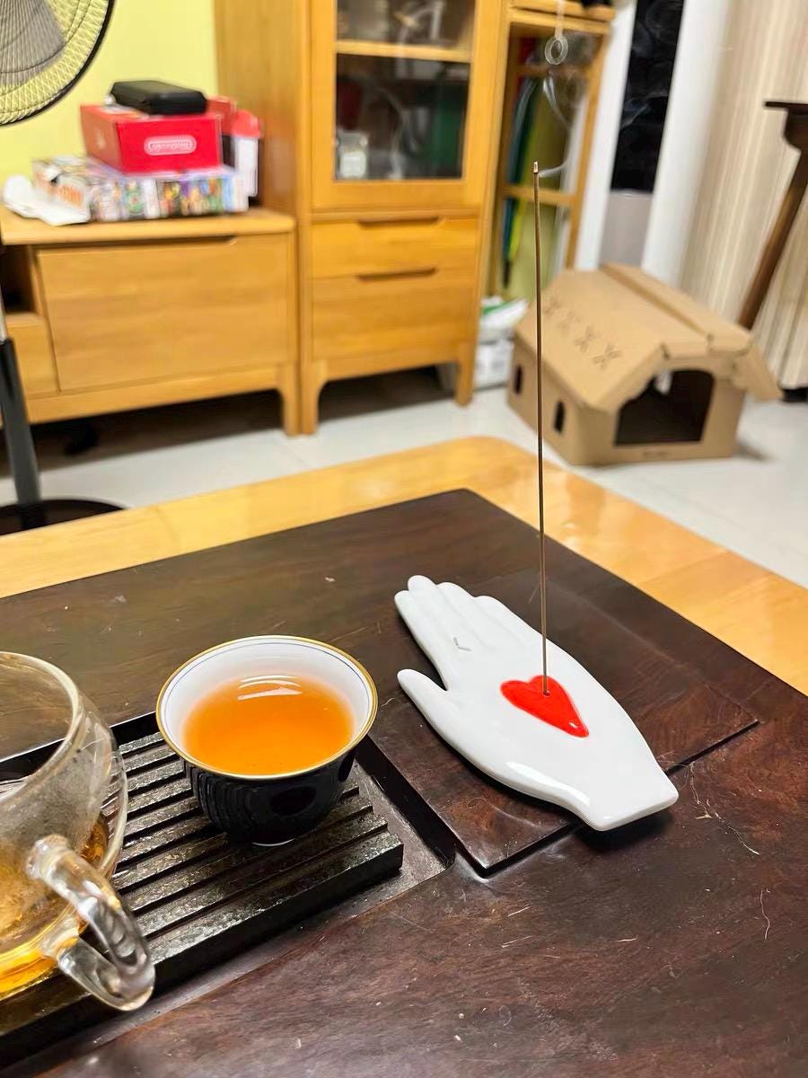 Heart Hand Incense Holder | Ceramic Meditation & Zen Decor Tray